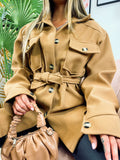 Giacca Camel in panno con cintura