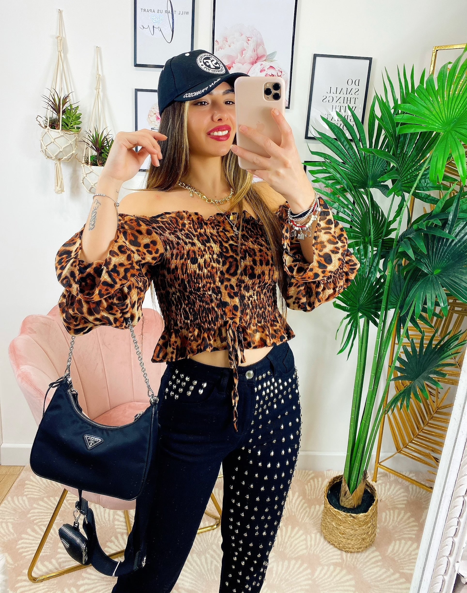 Jeans con borchie Nero