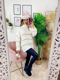 Maglione a collo alto Bianco dettaglio oro