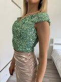 Top Verdeacqua con paillettes