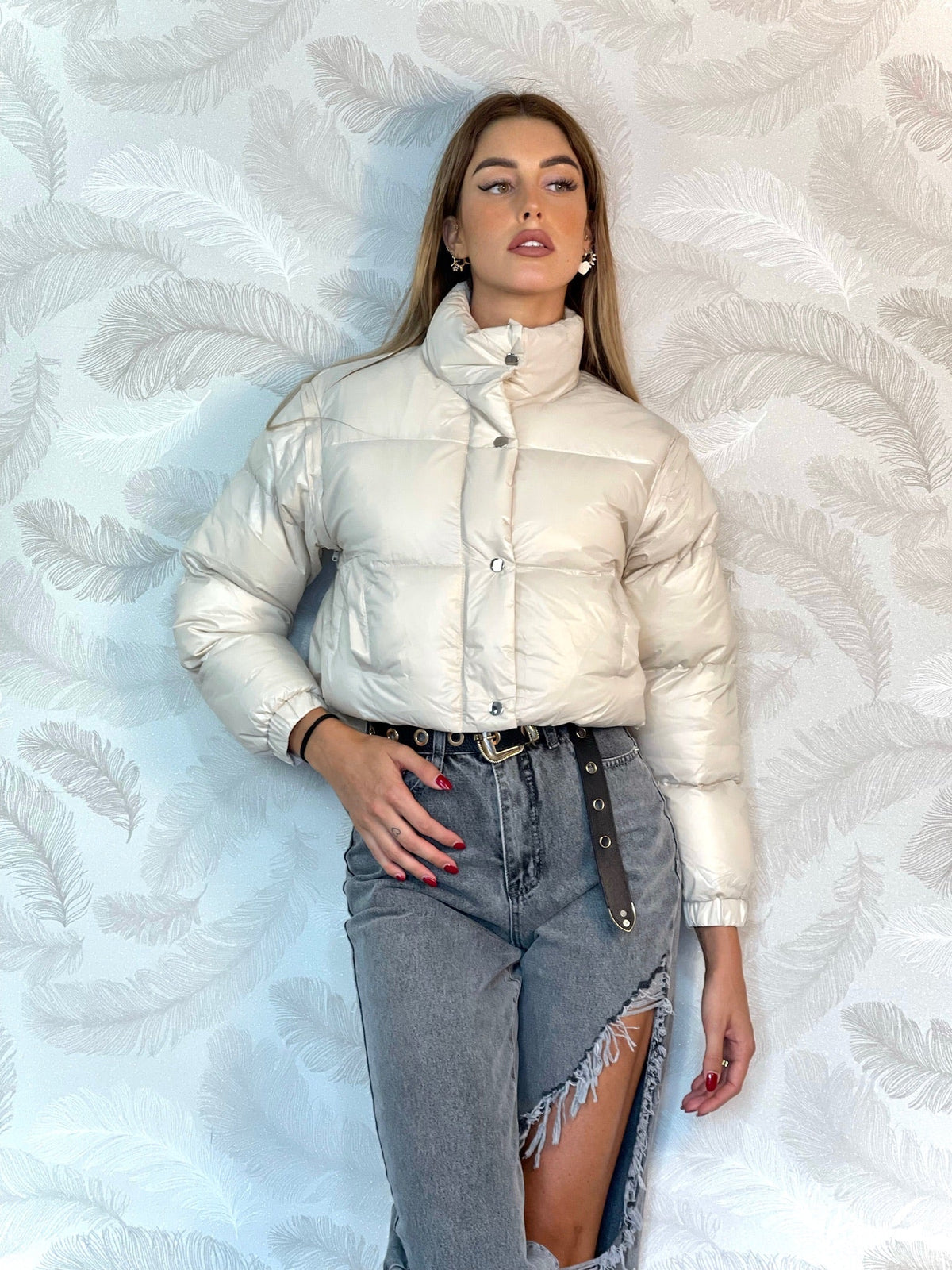 Piumino Crop beige