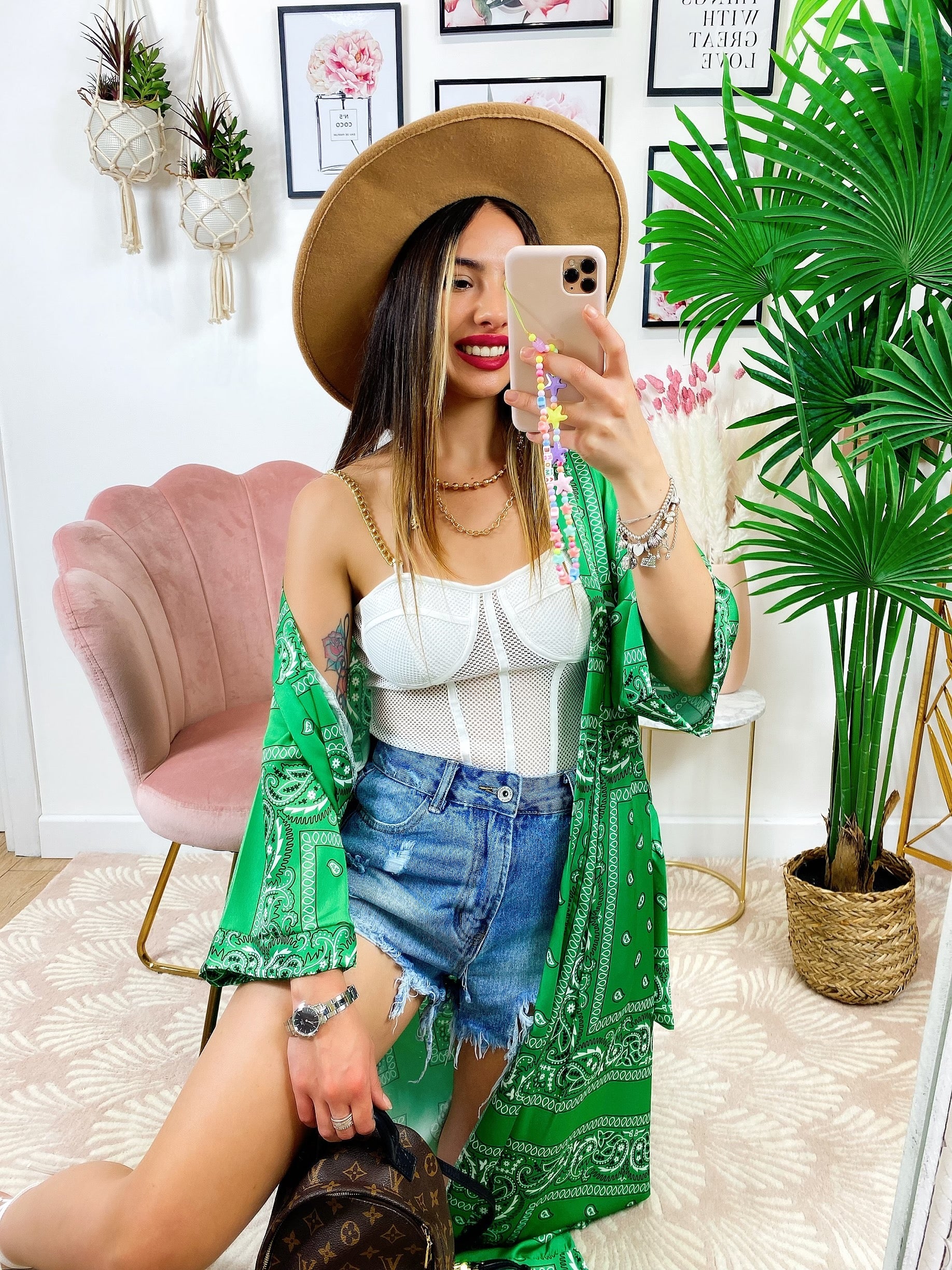 Kimono stampa bandana Verde