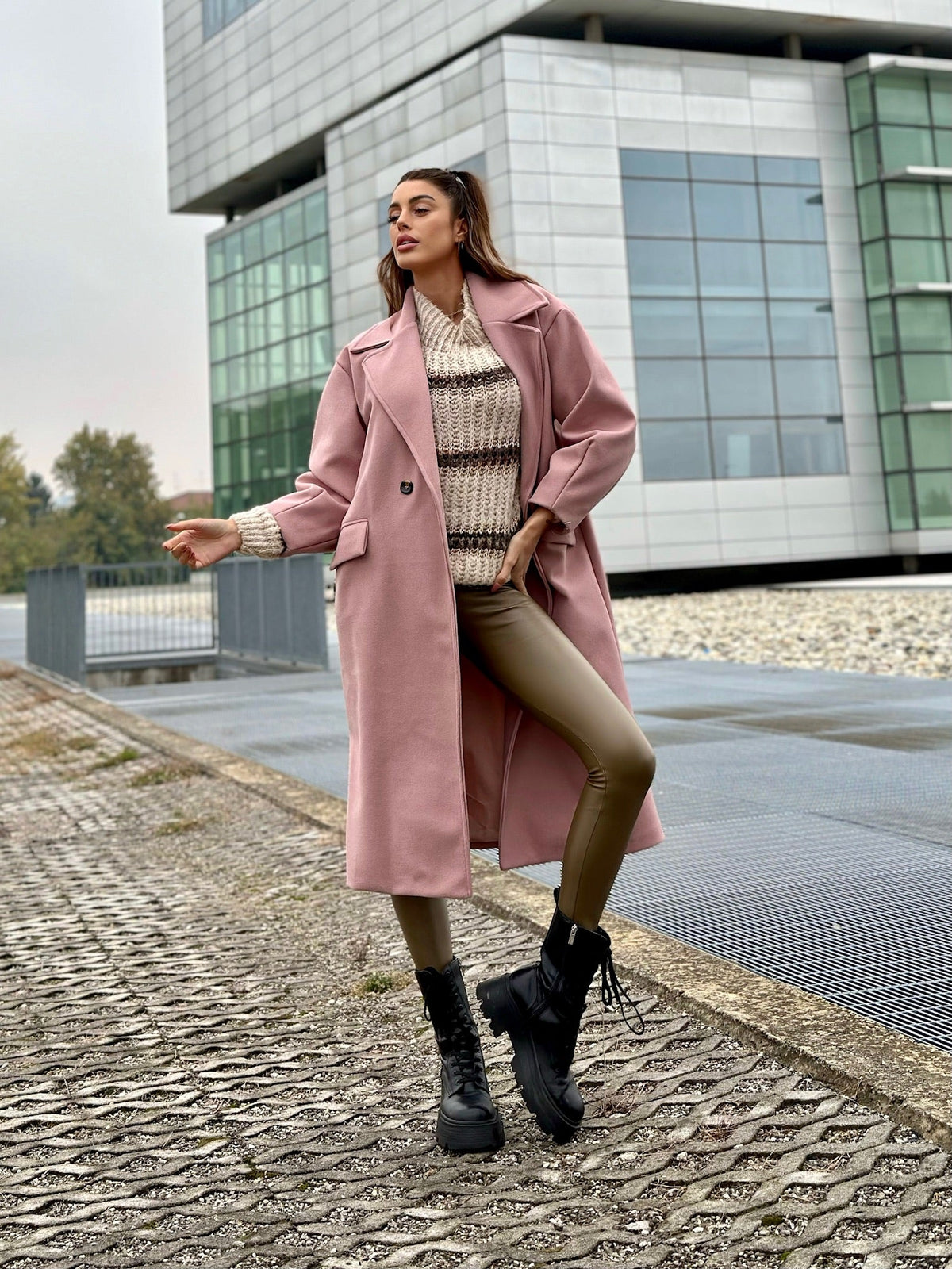 Cappotto over rosa