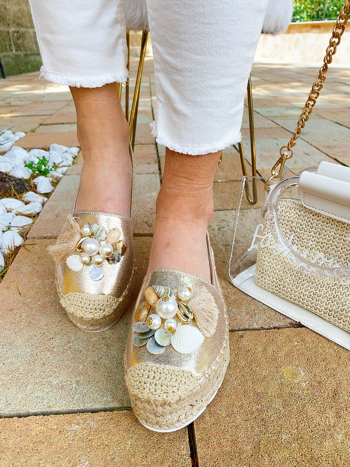 Espadrillas Gold con conchiglie