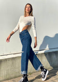Jeans wide leg bagno medio