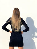 Abito in maglia con bottoni oro base nera