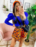Top con spalline bombate Blu