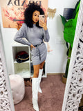 Abito in maglia con trecce e spalline Grigio