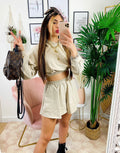 Completo Short e felpa Beige