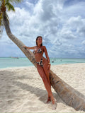 Bikini maculato trama larga con gonna