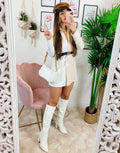 Abito Blazer con cintura beige bianco