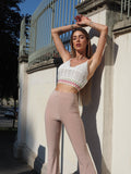 Pantalone a zampa beige