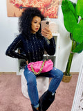 Maglione ricamato con perle