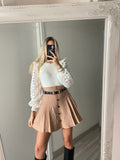 Gonna a pieghine in lana apricot