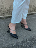 Tacchi in raso neri con strass