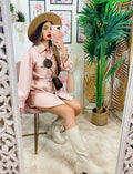 Abito a camicia con cintura Rosa