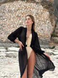 Pareo/ kimono nero con cintura oro