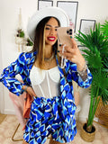 Completo giacca e pantalone cuori blu