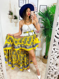 Gonna asimmetrica giallo blu