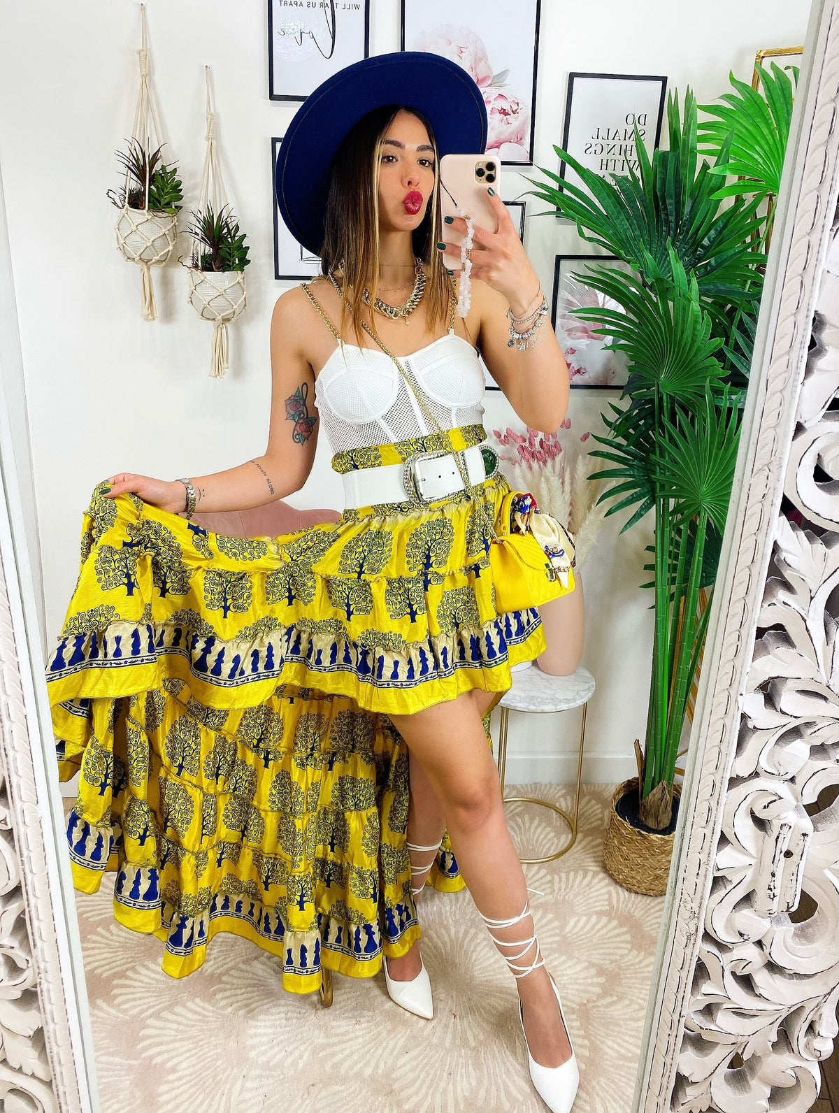 Gonna asimmetrica giallo blu