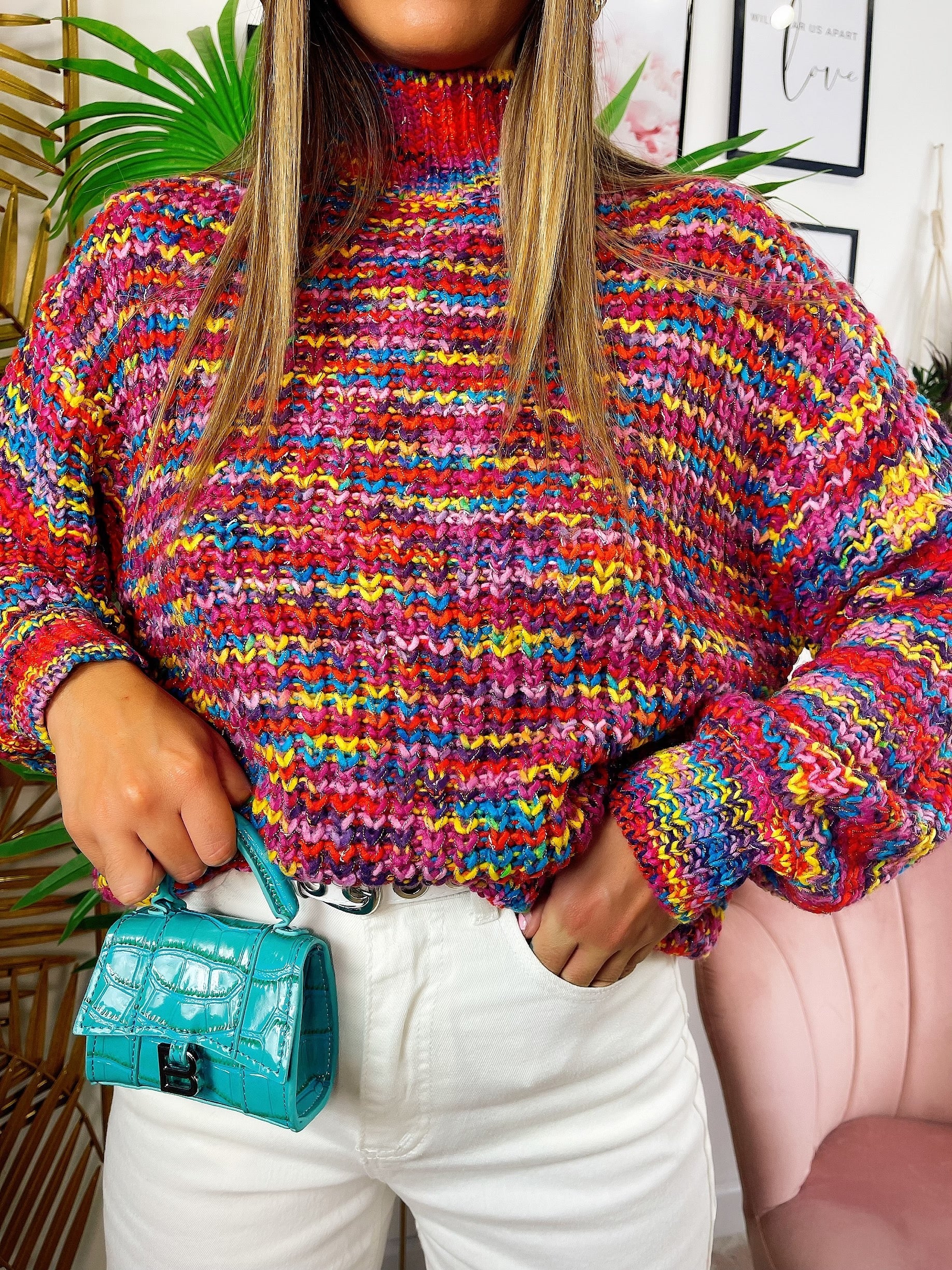 Maglione colorato peonia lilla