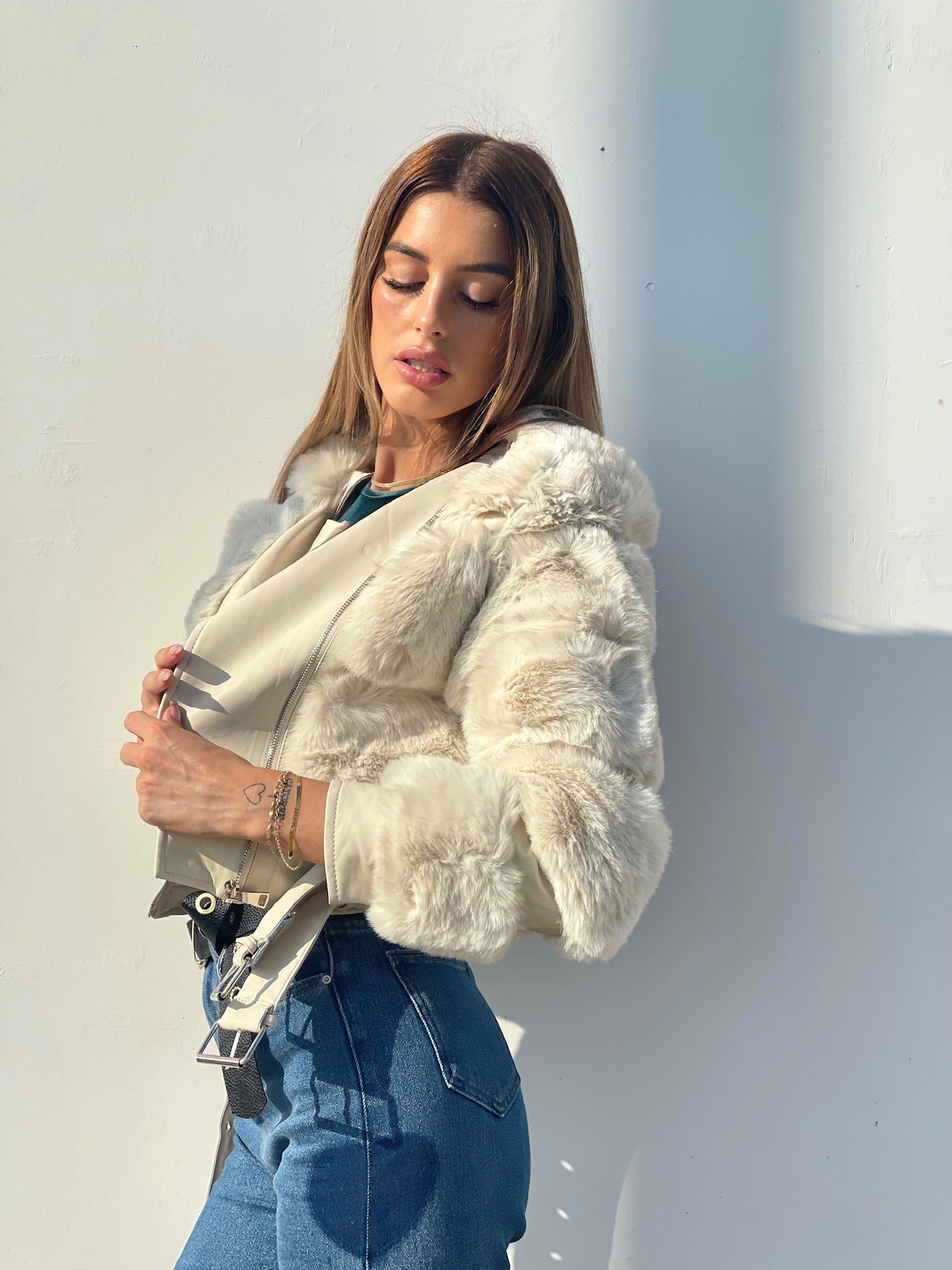 Giaccone beige con pelo morbidissimo