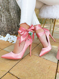Décolleté Rosa con lacci in raso