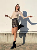 Gonna in tweed leopardata