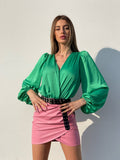 Gonna in ecopelle con zip laterale rosa
