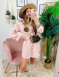 Abito a camicia con cintura Rosa