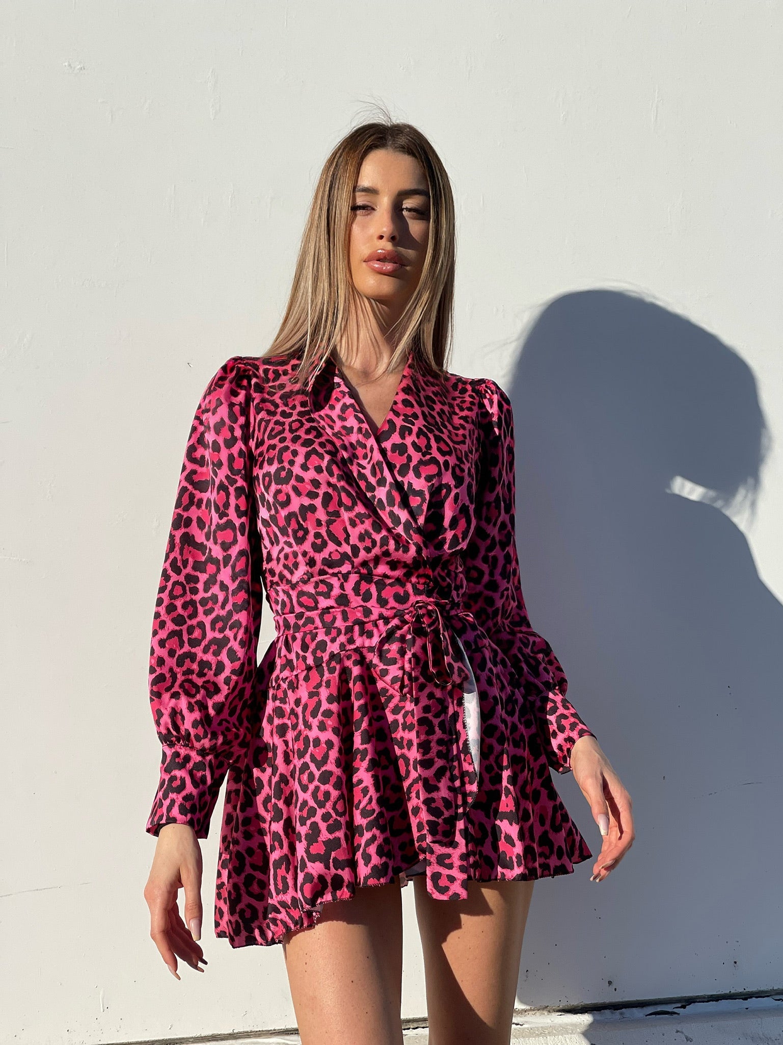 Abito a portafoglio maculato Fuxia
