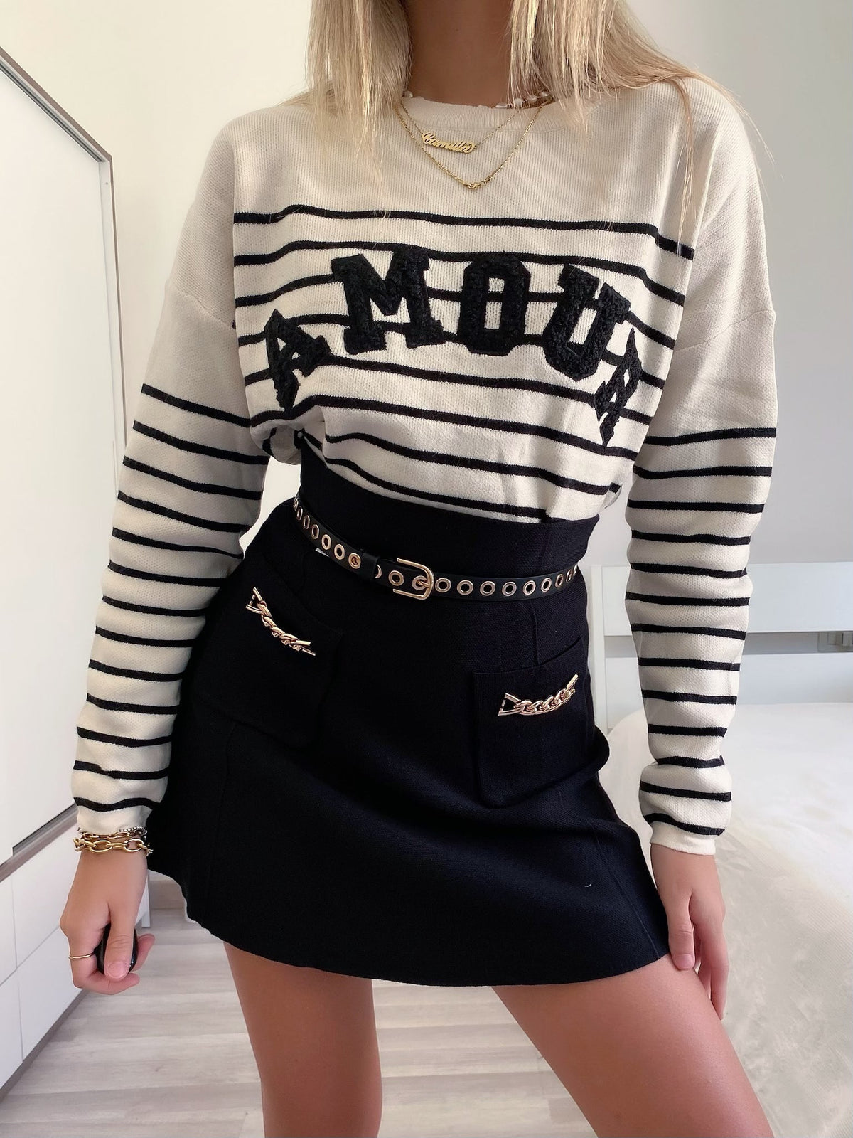 Maglione Amour bianco e nero