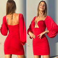 Abito sensual manica lunga rosso