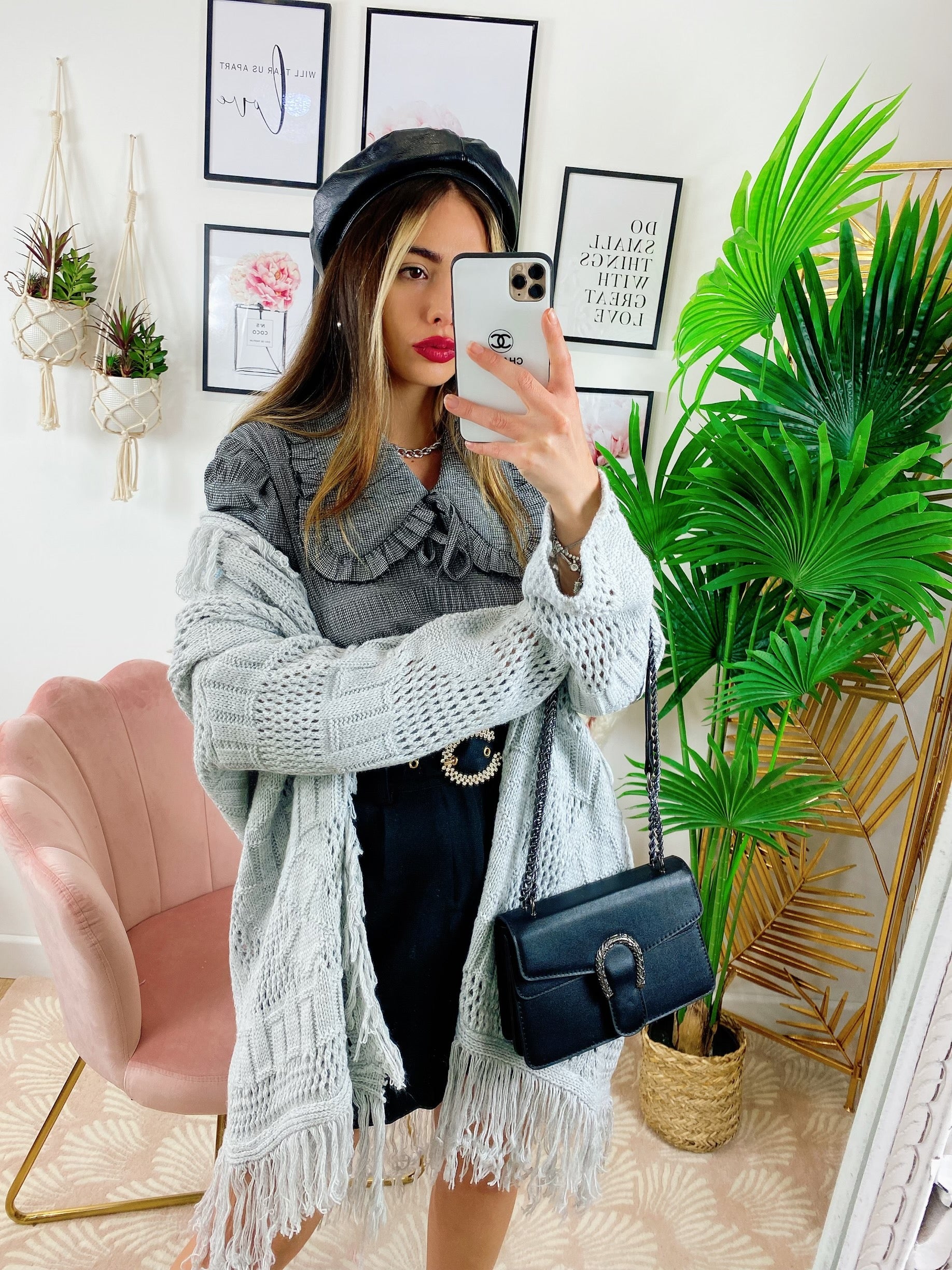 Cardigan sfrangiato ghiaccio