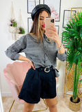 Short con cintura gioiello Nero