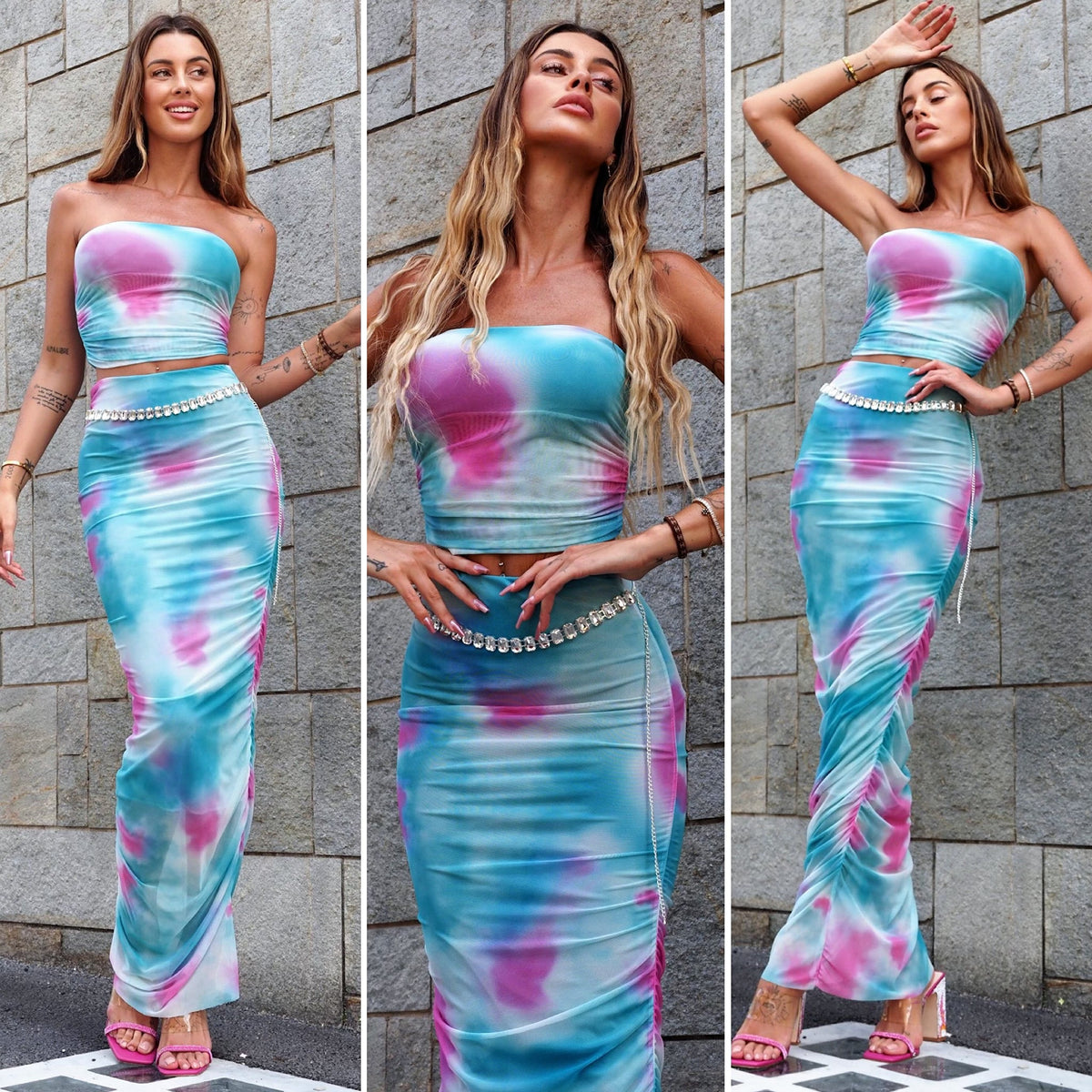 Completo top e gonna in tulle sirena