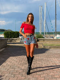 Short a caramella con cuori rossi