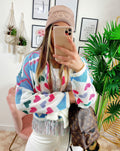 Cardigan corto con cuori