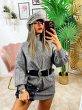 Maxi maglione top quality a trecce grigio