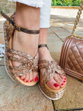 Sandali Con Corda Rosa Gold
