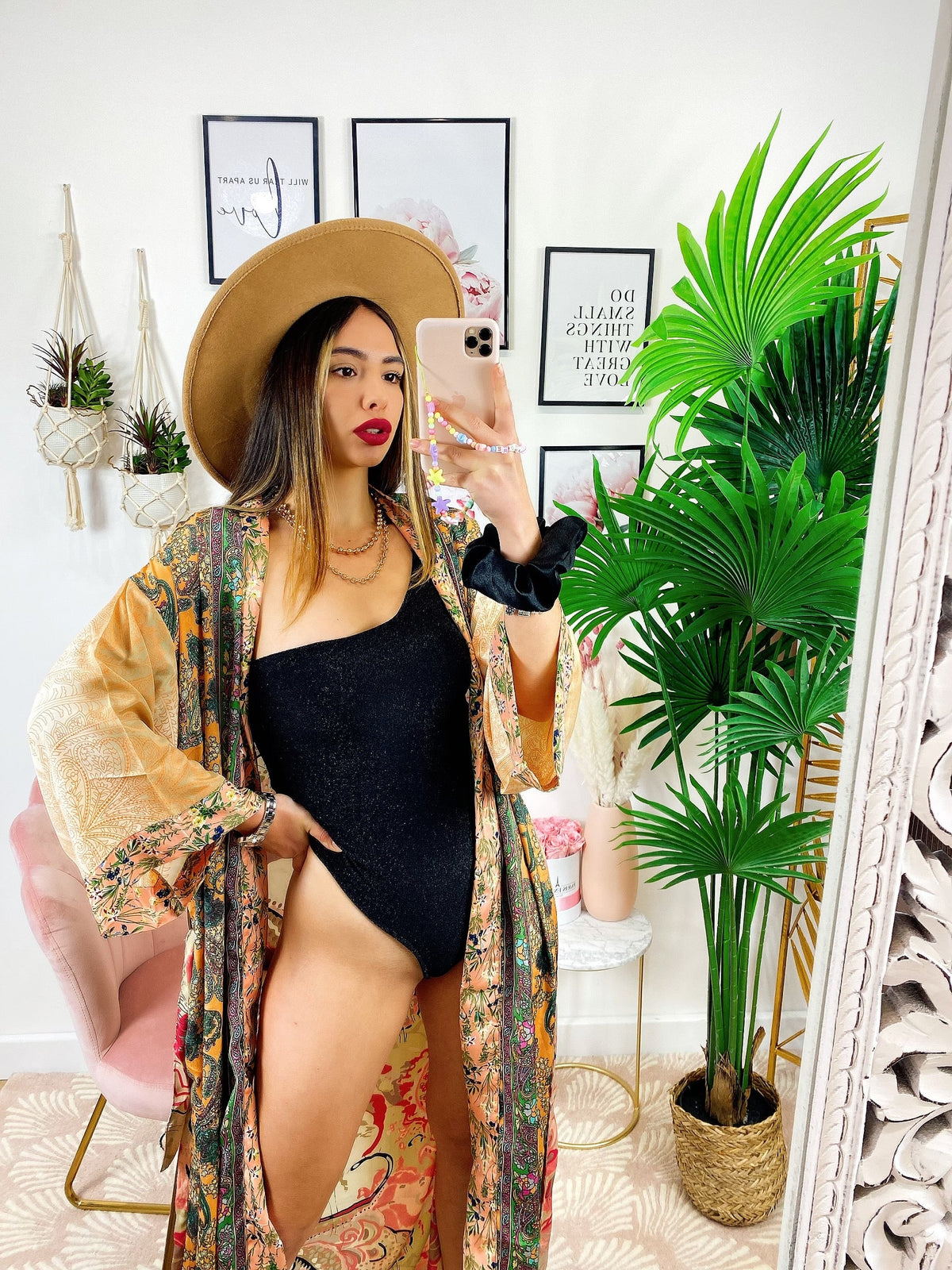 Kimono in seta etnico colori pescati