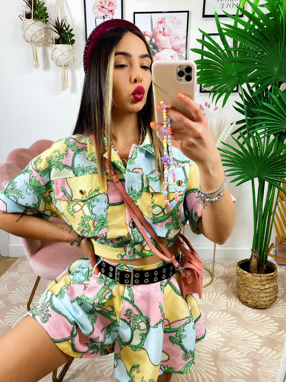 Completo etnico Short e Giacca base Rosa