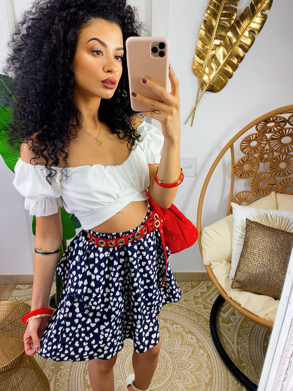 Gonna con balza e cuori