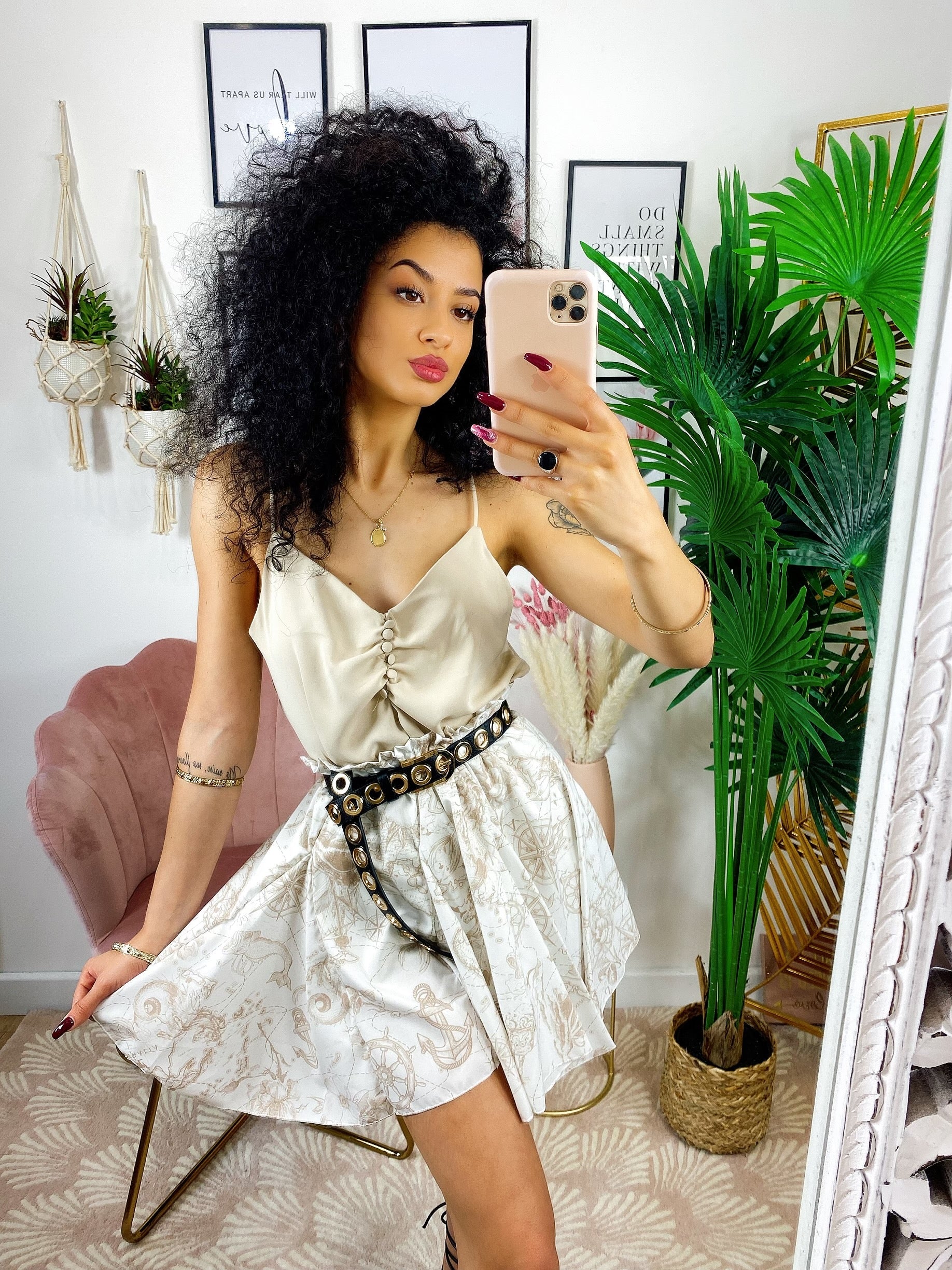 Gonna a fantasia bianco beige