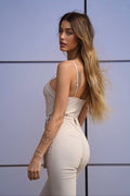 Tuta beige con zip
