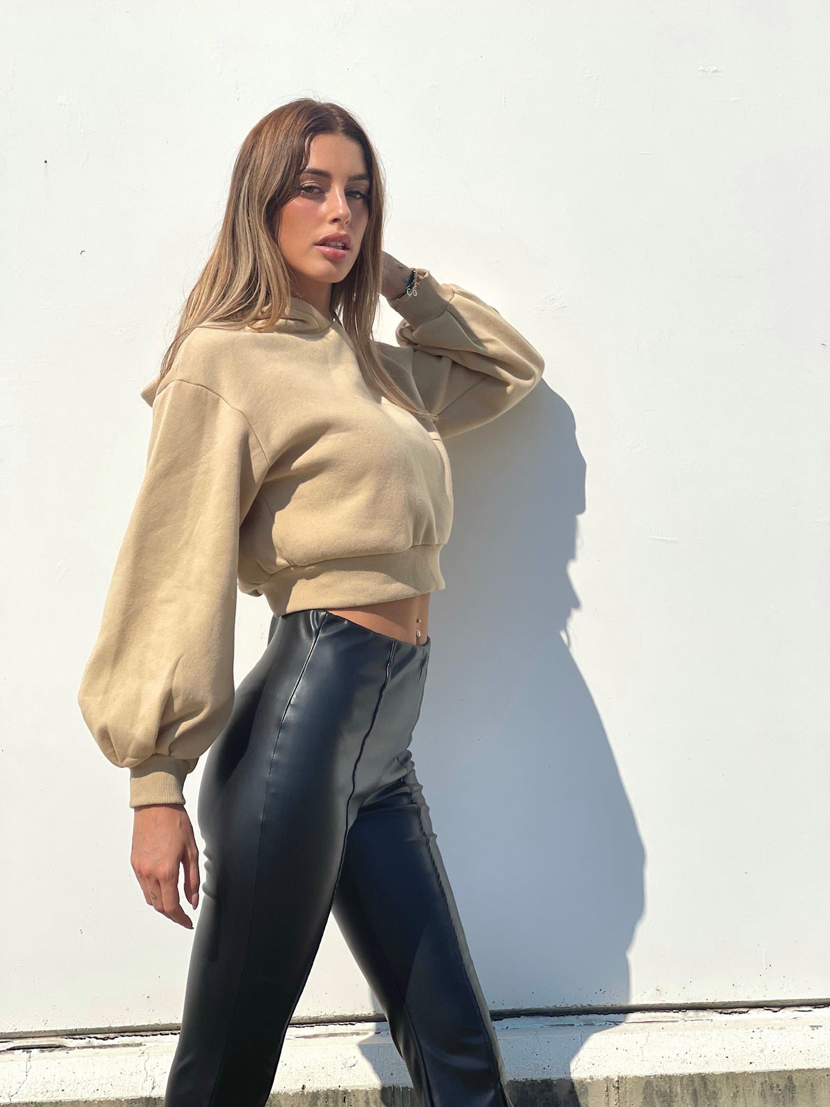 Felpa beige manica ampia