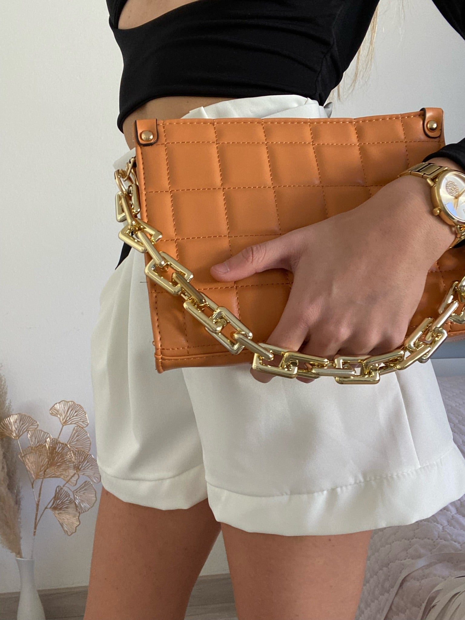 Pochette a quadri orange