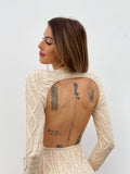 Abito a trecce schiena aperta beige