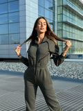 Tuta intera verde militare con zip