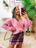 Maglione con onde e bottoni gioiello Rosa